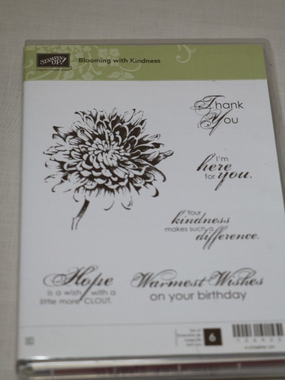 Stampin Up Blooming with Kindness 6 piece red rubber stamp set NWT